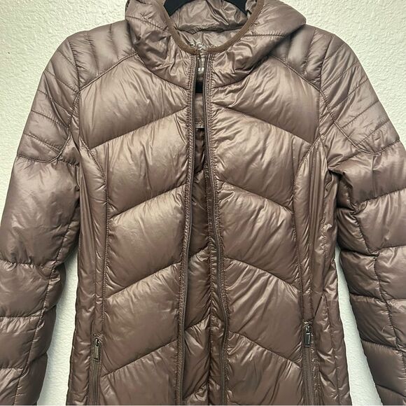 BCBGENERATION Hooded Puffer Down Packable Jacket Chocolate Brown Size XS - Picture 5 of 15